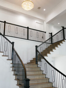 grand staircase at chateau joli venue near dallas texas